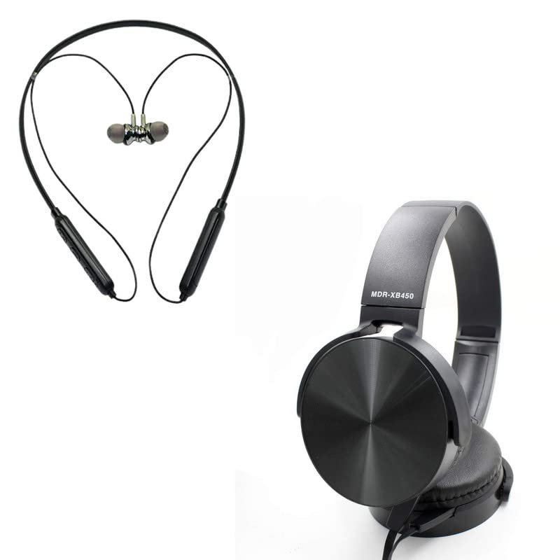 Drumstone Combo Pack of 2 Items – WR-17 Wireless Bluetooth Earphone, Headphone.MDRXB450 (1 Year Warranty)