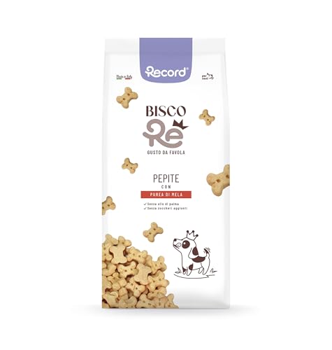 Record - BiscoRe Biscotti per Cani alla Mela, formato da 1kg. Snack Naturali Cotti al Forno con Purea di Frutta, Senza Conservanti né Olio di Palma, Leggeri, Digeribili e Gustosi