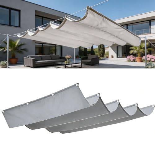 Voile d'ombrage rétractable vague 1.5x8m gris clair imperméable - 2