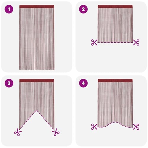 Rideau à fils bordeaux 100x250 cm en polyester avec cordon lot de 2