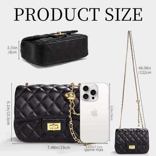 DOTBABY Diamond Chain Shoulder Crossbody Bag, Fashionable Women's Leather Tote Handbag, Adjustable Straps,Buckle Opening2