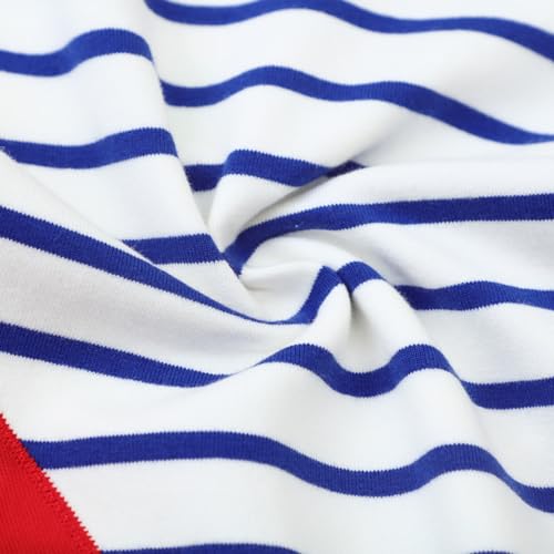 Image of Girls Cotton Long Sleeve Casual Cartoon Appliques Striped Jersey Dresses