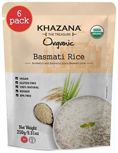Khazana Organic Red Lentil Curry Ready To Eat Meals 6-Pack + Ready To Heat Basmati Rice 6-Pack - Customized Indian Meal Bundle | Non-Gmo, Vegan, Kosher, Gluten Free | Authentic Indian Cuisine #TOP5