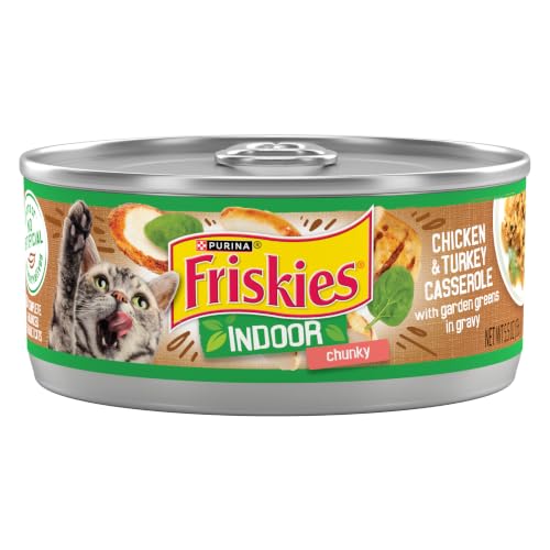 Purina Friskies Indoor Cat Food, Chunky Chicken & Turkey, (24) 5.5 oz Cans