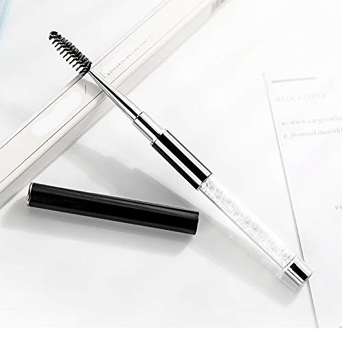 Foto von 3 Stück Eyelash Brush with Cap, Mwoot Wimpernbürste Set Wimpernverlängerung Make up Mascara Bürste (Strass Griff)