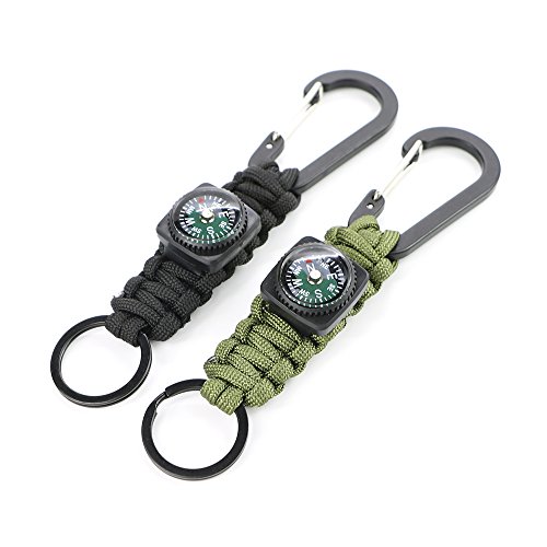 Bluecore 2 Pack Paracord Survival Keychain Carabiner, Military Grade 7 Strand 550Lb Lanyard