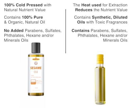 Image of Pure & Herbal Sesame Hair Oil for Hair and Skin, (Til, gingelly) | 100% Pure, Natural & Coldpressed | 200ml