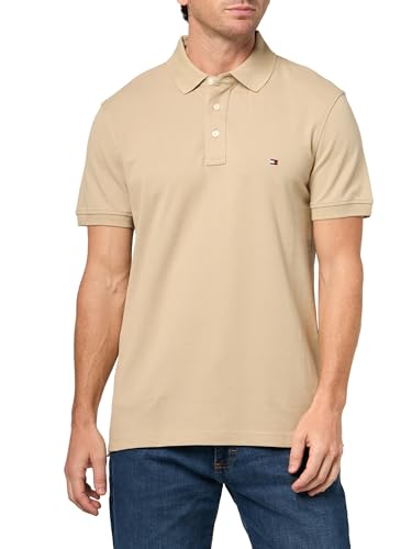 Image of Tommy Hilfiger Men's Short Sleeve Polo Shirts in Slim Fit with Stretch and Organic Pique Cotton