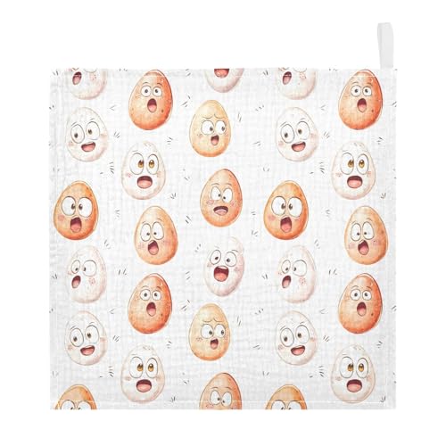 vvfelixl Baby Muslin Washcloths Cute Soft-Boiled Eggs Baby Burp Cloths Cotton Babys Face Towel for Newborn Infants Boys Girls Soft and Absorbent 11.8 X 11.8 in, 3 Pack