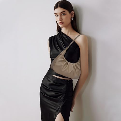 Image of KKXIU Shoulder Bag Crescent Handbag Ruched Purse Underarm Bag Mini Hobo for Women