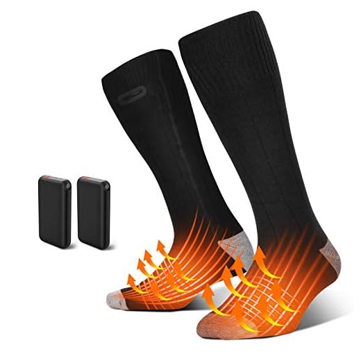 Calcetines Calefactables, 4500 mAh Calcetines Térmicos Eléctricos, Baterías Recargable Calcetines de Algodón para Hombre y Mujer , Calcetines Calentar Los Pies para Esquí, Senderismo, Pesca, Cámping