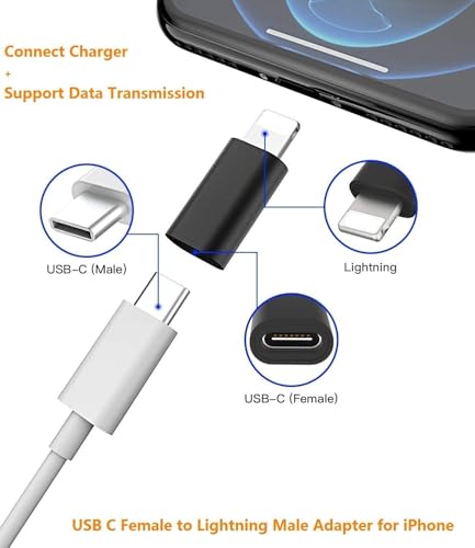 Image of (Apple MFi Certified) USB-C Female to Light-ning Cable Connector, Type-C to 8 Pin Male PD Fast Charging Converter Cord Data Sync Connector for i-Phone 15 14 13 12 11 Air Pods i O S Devices (1)