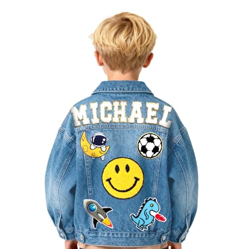 Gowelly Personalized Kids Name Denim Jacket, 1-8 Year Christmas Birthday Gifts for Girls Boys, Custom Jacket Toddler Clothes
