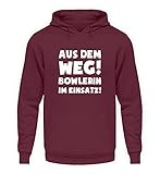 shirt-o-magic Bowling: Bowlerin im Einsatz! - Unisex Kapuzenpullover Hoodie -L-Burgundy