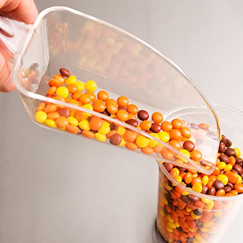 Cszlove 5Pcs Ice Tongs And 5Pcs Plastic Measuring Scoops, Serving Tongs Food Scoops Set For Sweet Candy Coffee Ice Bucket Bar Kitchen Wedding Birthday Party, Silver, Clear, 4.3'', 8.2'' #TOP2