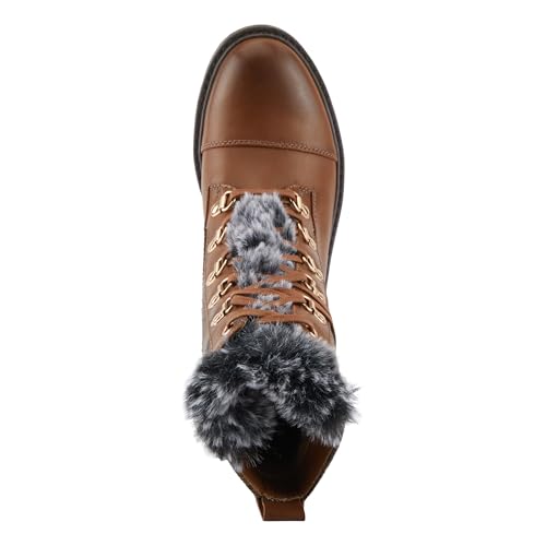 PATRIZIA HILVIA-FLANY Women’s Ankle Boot – Faux Fur Lined Block Heel Boot with Plaid Detail & Lace-Up Zipper Closure4