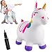 JOYIN Licorne Gonflable pour Enfants, Licorne Blanche Sauteuse. Hüpftier Einhorn, aufblasbares Hüpfspielzeug für Kinder Kleinkinder, weiß, inklusive Luftpumpe