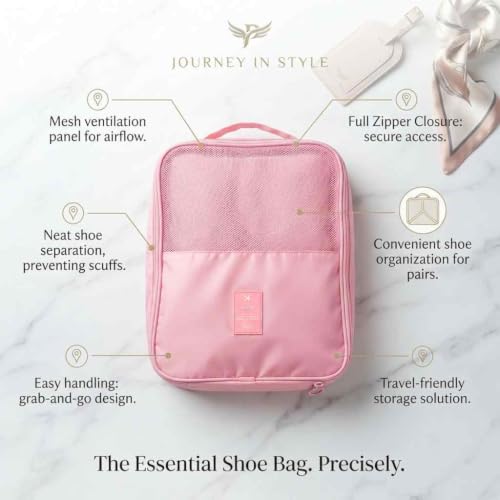 Image of Styleys 3 Pair Shoe Storage Bag Waterproof Travel Organizer Baby Pink