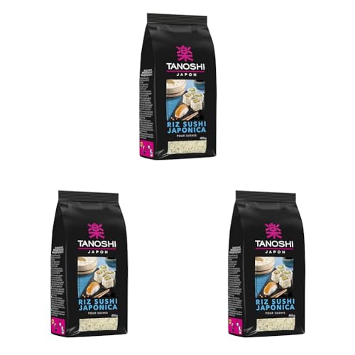 TANOSHI - Riz Sushi Japonica - Idéal pour Réaliser des Sushis et Makis Maison - 450 g (Lot de 3)