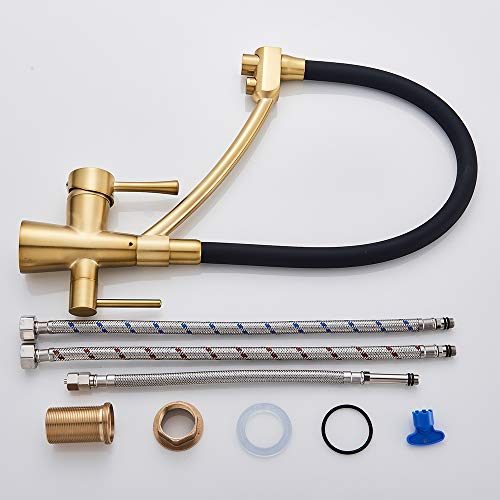Grúa de agua pura premium en oro cepillado con sistema de filtrado para cocina 5