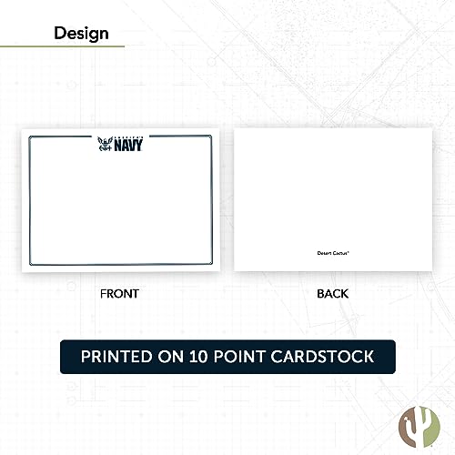 Image of Desert Cactus United States Navy US 10 Pack Notecards Stationery Cardstock Includes Envelopes Memo Party Thank You (Notecard Design 1)