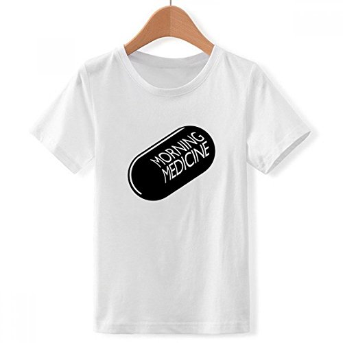 T-shirt blanc garçon Médecine du Matin à motif multicolore ras du cou taille M