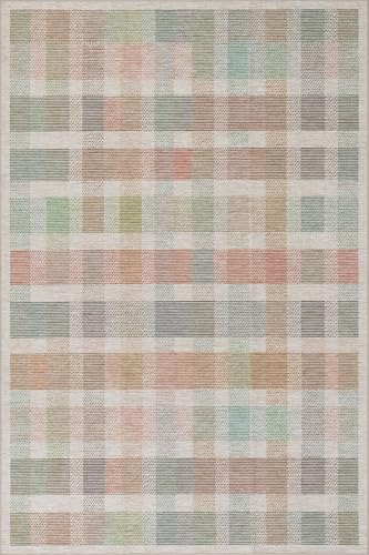 Dash & Albert Chanan Plaid Multi Machine Washable Rug, 6 X 9 Feet, Multicolored/Ivory Plaid Pattern