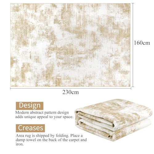Tapis Salon Moderne 160x230 Beige Antidérapant SHACOS