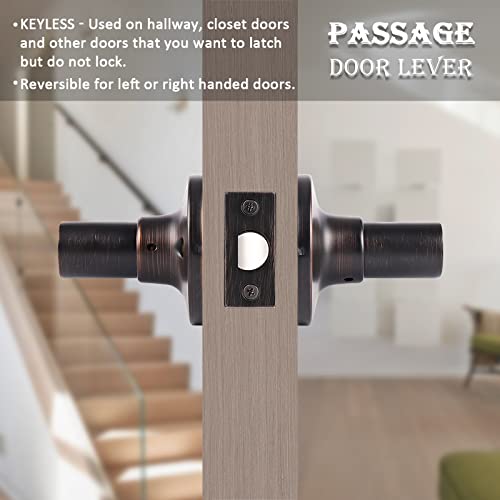 Gobekor 6 Pack Interior Door Handles Passage Door Levers Closet Door Handle With Lock Oil Rubbed Bronze Lever Door Handle #TOP4