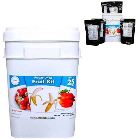Ready Supply Foods- Freeze Dried Fruit Bulk Emergency Food Storage Variety Fruits Bucket | Strawberries, Bananas & Apples | Emergency Preparedness Food | Disaster Bucket (96 Servings) Cover