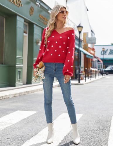 Zeagoo Women's 2026 Fall V-Neck Cropped Sweater Trendy Long Latern Sleeve Ribbed Knit Pullover Basic Crop Tops - image 5