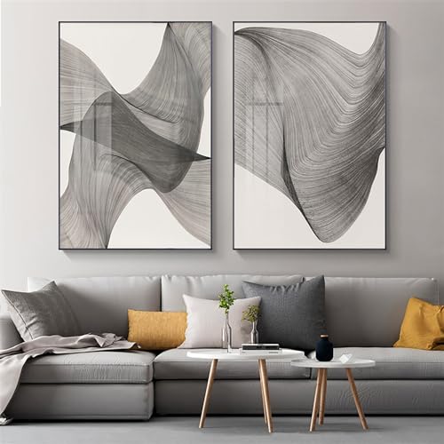Tableau abstrait moderne 40x60cm lot de 2 toiles scandinaves non encadrées pour salon
