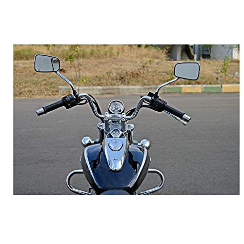 Supremechoice Bike Handlebar Rear View Mirror Rectangle End Adjustable Rotatable Stylish Handle bar Side Mirror Set of 2 PCs Chrome For Bajaj Avenger 220 DTS-i 1
