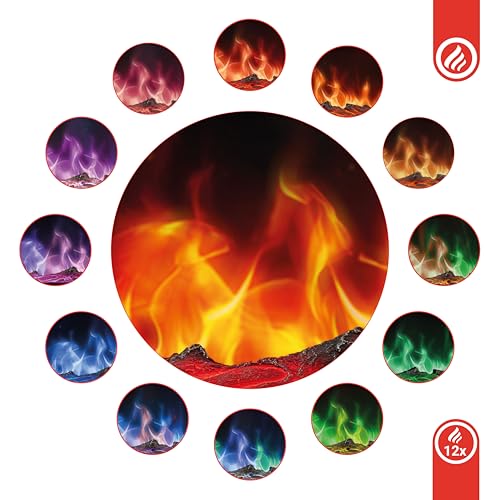 KAMINIO Elektrokamin Luca - Elektrischer Einbaukamin mit Heizung, 3D-Flammeneffekt, 12 Flammenfarben, Fernbedienung (23 Zoll) – Bild 4