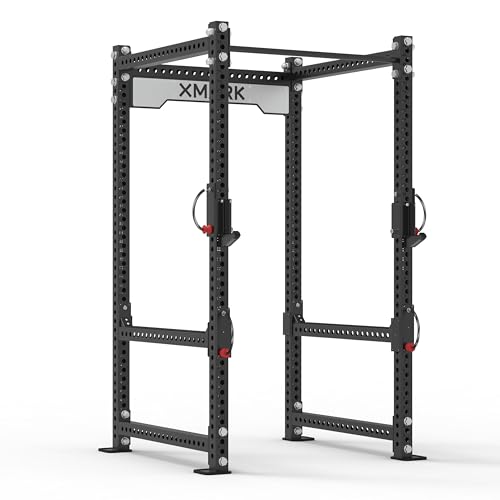 XMark Viper Power Rack, Squat Rack Power Cage with Flip Down Safety, Pull Up Bar for Commercial Gyms or Home, 36 Inch Depth