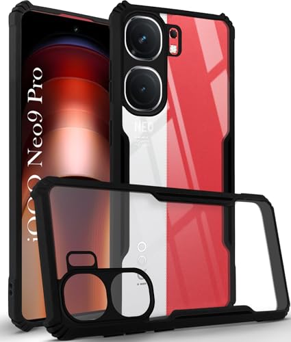 Image of Jkobi Hybrid Back Cover Case for Vivo iQOO Neo9 Pro (Shockproof with Polycarbonate Clear Panel | Professional Black)