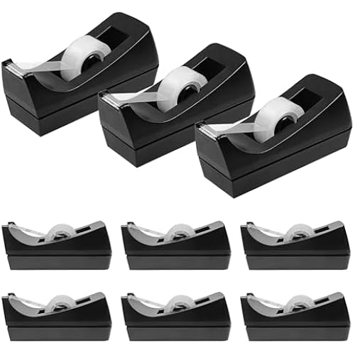 10 Pack Black Desktop Tape Dispensers Bulk Desk Tape Holder