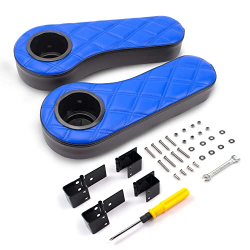 NOKINS Reposabrazos plegable para carrito de golf con soporte para tazas, bisagra de amortiguación de acero inoxidable, sin taladrar, más cómodo de instalar en el interior