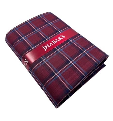 Image of JHABAK'S Cotton Blend Unstitched Checkered Fabric for Men - 2.35m Shirt Piece / 3m Kurta Piece - Width 36 Inches