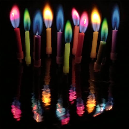 Moguri 12 velas de cumpleaños con llama colorida, velas para tartas de colores, no tóxicas y respetuosas con el medio ambiente, para una experiencia de iluminación fascinante