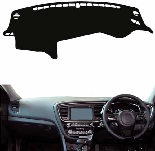 AHDHAJAQ Alfombrilla Protectora Salpicadero De Coche, para Kia Optima K5 2011-2015 Salpicadero Cubierta Protectora Antideslizante, Interiores para Consola Central,B/RHD(Black)