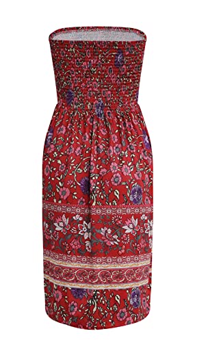 Image of Zyyfly Strapless Dress for Women Summer Beach Boho Smocked Tube Top Dress