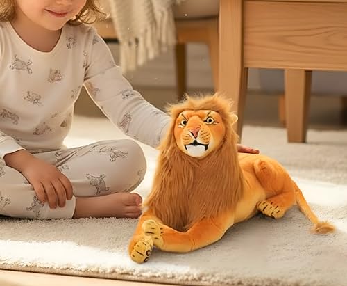Image of Tickles Lion - King of The Jungle Soft Stuffed Plush Animal for Kids Birthday Gift (Color: Brown; Size: 45 cm)