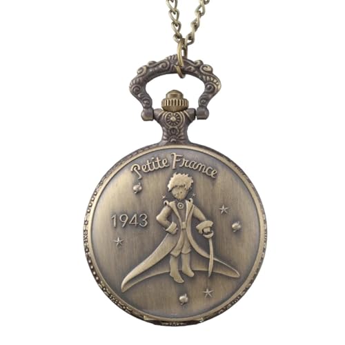 Sopodbacker Collier Pendentif Argent Bijoux ​Hommes Femmes Necklace Petit Prince Montre De Poche Horloge Vintage avec Chaîne Colliers Pendentif Punk Cadeaux...