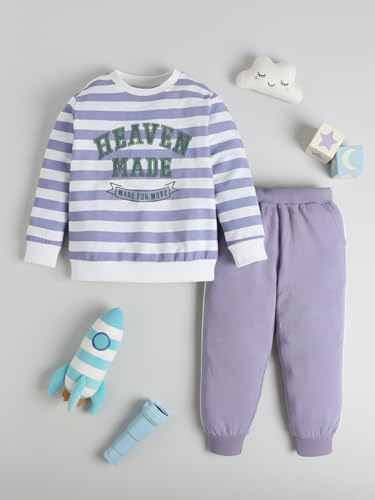 Image of POLKA TOTS 100% Cotton Full Sleeve Co-Ord Joggers for Kids | Winter Wear for Kids, Toddler & New born | Cozy Sweatshirt & Joggers, Baby Dress for Boys & Girls | Warm Clothes from 6 Months to 8 Years