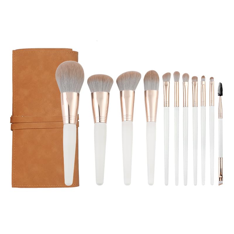 11-Piece Luxury Makeup Brush Set with PU Case – Premium wood Handles, Aluminum Ferrules & Nanotech Synthetic Bristles for Flawless Blending (Foundation, Contour, Eyeshadow, Concealer)