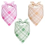 Smivyhp 3 Stücke Halstuch Hund Hundehalstuch mit Gelbem Rosa Grün Kariertem...
