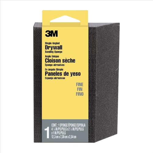 3M Angled Sanding Sponge, Fine Grit, Use Wet or Dry, Great For All Purpose Sanding, Washable & Reusable, Use For Interior & Exterior Project, Angled Sanding Pad For Perfect Corner/Detail Work (CP-042)