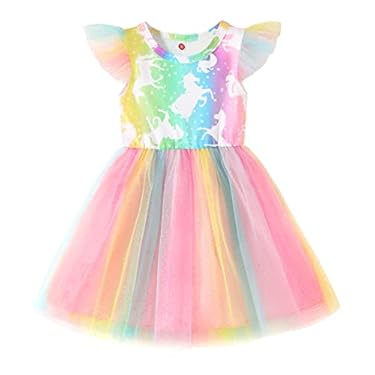 AMAZON - Baby Toddler Girl Dress Sleeveless Summer Rainbow Tulle Tutu Dress Casual Beach Holiday Dress(18-24 Months)
