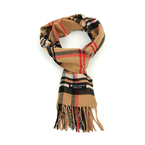 Umo Lorenzo Soft Luxurious Cashmere Feel Fall Scarf for Men and Women - Plaid Designer Scarves
